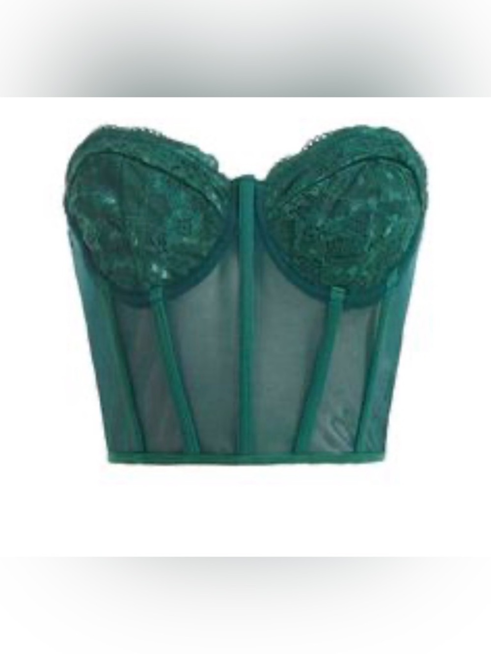Lace emerald l bustier Large tube top new corset  mesh NWT goth wimsycal witchy